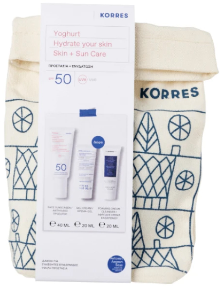 Korres PROMO Sunscreen Face Cream Gel SPF50 40ml - Nourishing Probiotic Ενυδατική Gel Cream 20ml - Foaming Cream Cleanser 20ml