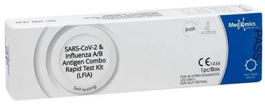 Rapid Tεστ Ανίχνευσης Αντιγόνων Ιών Γρίπης Α/Β & Covid-19 - 1 τμχ.