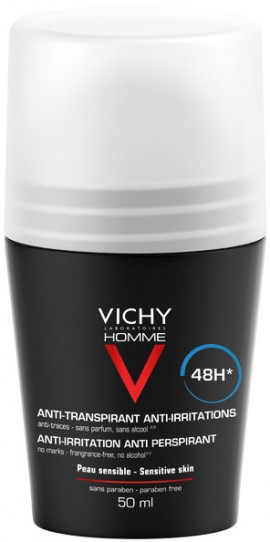 Vichy Homme Deodorant Anti-Transpirant Roll-On 48H, 50ml