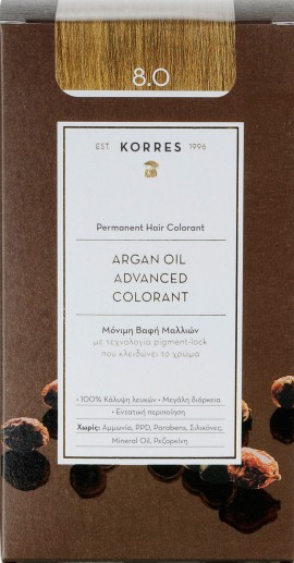 Korres Argan Oil Advanced Colorant 8.0 Ξανθό Ανοιχτό, 50ml