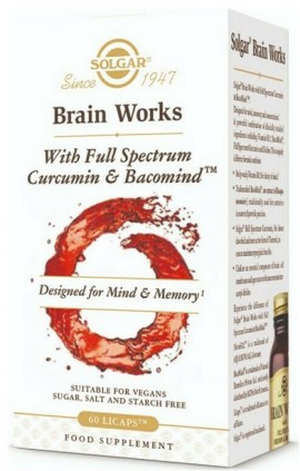 Solgar Brain Works Full Spectrum Curcumin & Bacomind, 60 Kάψουλες