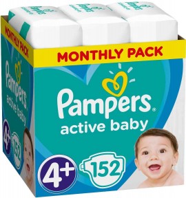 Pampers Monthly Pack Active Baby No4+ (10- 15 kg), 152 Τεμάχια