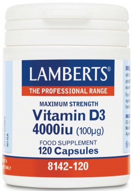 Lamberts Vitamin D3 4000iu, 120 Κάψουλες
