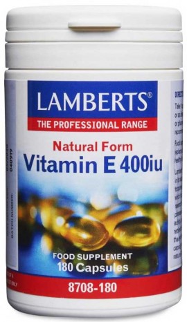 Lamberts Vitamin E 400iu Natural Form, 180 Kάψουλες