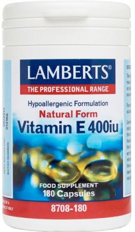 Lamberts Vitamin E 400IU Natural Form, 180 Kάψουλες