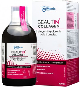My Elements Beautin Collagen & Hyaluronic with Vitamins A,B,C & Magnesium Φράουλα-Βανίλια, 500ml