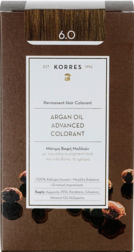 Korres Argan Oil Advanced Colorant 6.0 Ξανθό Σκούρο, 50ml