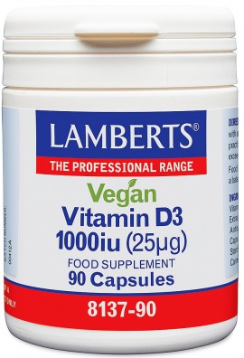 Lamberts Vegan Vitamin D3 1000iu 25mg, 90 Kάψουλες
