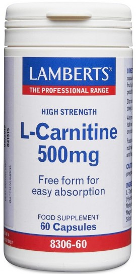 Lamberts L-Carnitine 500mg, 60 Κάψουλες