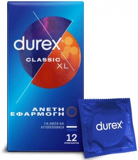Durex Προφυλακτικά ClassicXL Άνετη Εφαρμογή, 12 Τεμάχια