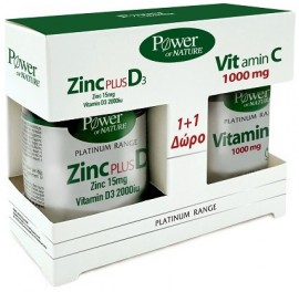 Power Health  Zinc Plus D3 2.000iu 30 Ταμπλέτες & Δώρο VitC 1000mg 20 Ταμπλέτες