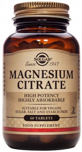 Solgar Magnesium Citrate 200mg, 60 Ταμπλέτες