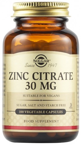 Solgar Zinc Citrate 30mg, 100 Κάψουλες
