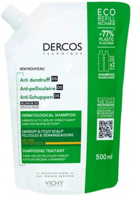 Vichy Dercos Anti Dandruff Σαμπουάν Κατά Της Πιτυρίδας Για Ξηρά Μαλλιά Refill, 500ml