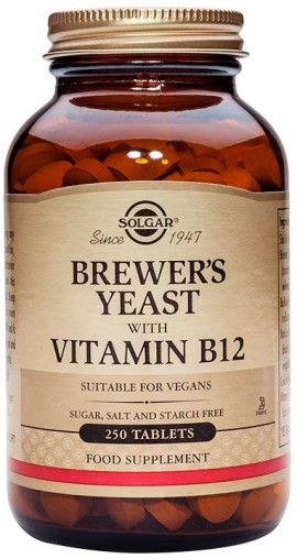 Solgar Brewers Yeast With Vitamine B-12, 250 Ταμπλέτες