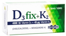 Uni-Pharma D3 Fix 4.000 + Κ2 45μg, 60 Ταμπλέτες