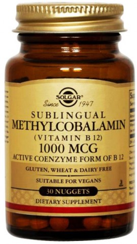 Solgar Methycobalamin Vitamin B12 1000mg, 30 Υπογλώσσια Δισκία