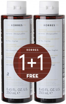 Korres Σαμπουάν Πρωτείνες Ρυζιού & Τήλιο, 2x 250ml