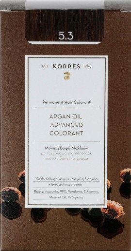 Korres Argan Oil Advanced Colorant 5.3 Καστανό Ανοιχτό Χρυσό/ Μελί, 50ml