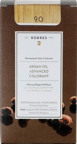 Korres Argan Oil Advanced Colorant 9.0 Ξανθό Πολύ Ανοιχτό, 50ml