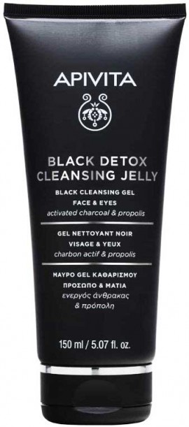 Apivita Black Detox Cleansing Jelly For Face And Eyes, 150ml
