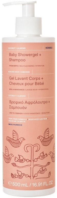 Korres Baby Καρύδα & Αμύγδαλο Αφρόλουτρο / Σαμπουάν, 500ml