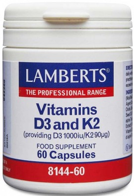 Lamberts Vitamin D3 1000iu & K2 90mg, 60 Kάψουλες
