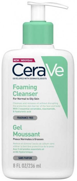 CeraVe Foaming Cleanser Κανονική- Λιπαρή Επιδερμίδα, 236ml