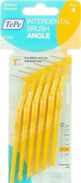 TePe Angle Μεσοδόντια Βουρτσάκια Με Λαβή 0.7mm Κίτρινο, 6Τεμάχια