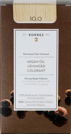 Korres Argan Oil Advanced Colorant 10.0 Ξανθό Πλατίνας Φυσικό, 50ml