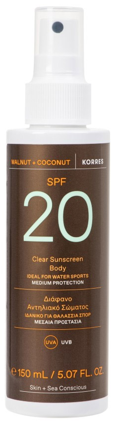 Korres Λάδι Μαυρίσματος Με Kαρύδια & Κάρυδα SPF20, 150ml