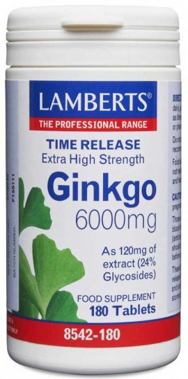 Lamberts Ginkgo Biloba Extract 6000mg, 180 Ταμπλέτες