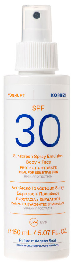 Korres Γιαούρτι Αντηλιακό Γαλάκτωμα Spray Σώματος & Προσώπου SPF30, 150ml