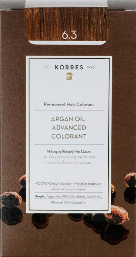 Korres Argan Oil Advanced Colorant 6.3 Ξανθό Σκούρο Χρυσό/ Μελί, 50ml