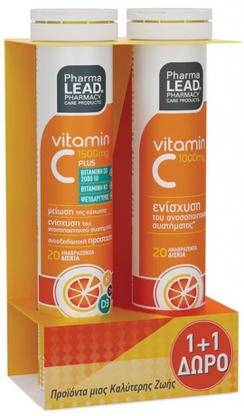 Pharmalead Vitamin C Plus 1500mg Πορτοκάλι 20 Aναβ Δισκία & Vitamin C 1000mg Πορτοκάλι 20 Αναβ.Δισκία