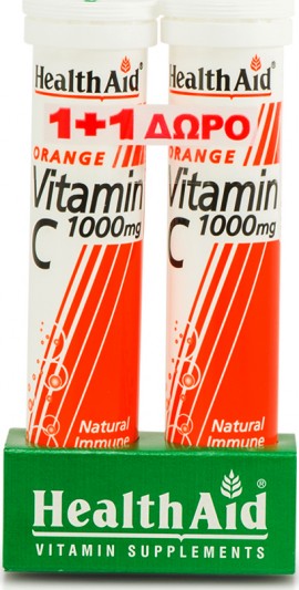 Health Aid Vitamin C 1000mg Πορτοκάλι, 2x 20 Aναβράζοντα Δισκία