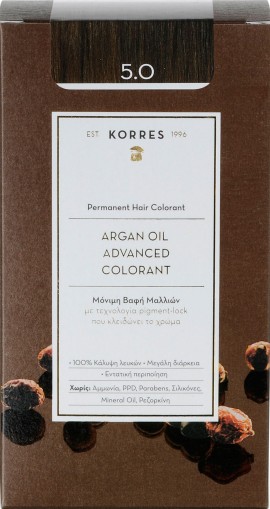 Korres Argan Oil Advanced Colorant 5.0 Καστανό Ανοιχτό, 50ml