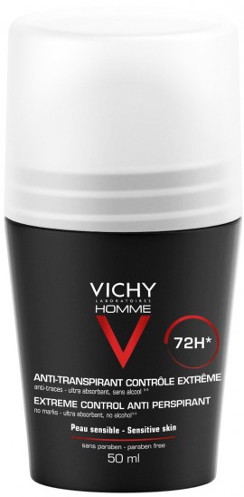 Vichy Homme Deodorant Anti-Transpirant Roll-On 72H, 50ml