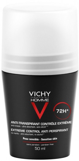 Vichy Homme Deodorant Anti-Transpirant Roll-On 72H, 50ml