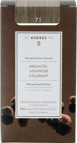 Korres Argan Oil Advanced Colorant 7.1 Ξανθό Σαντρέ, 50ml