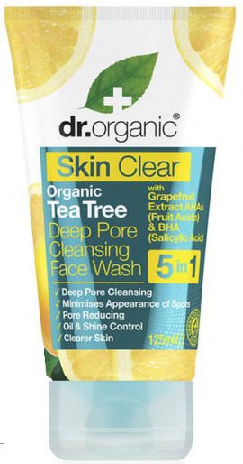 Dr. Organic Skin Clear 5 in 1 Deep Pore Face Wash, 125ml