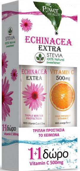 Power Health Echinacea Extra Με Στέβια 20 Aναβράζοντα Δισκία & Vitamin C 500mg 20 Aναβράζοντα Δισκία