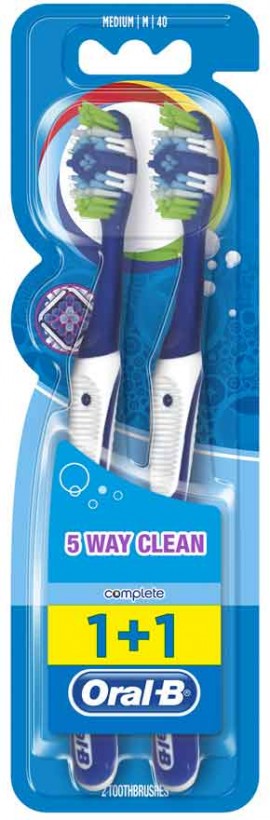 Oral-B Complete 5 Way Clean 40 Medium Μπλέ, 1+1 Δώρο