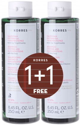 Korres Σαμπουάν Κυστίνη & Γλυκοπρωτεïνες, 2x 250ml
