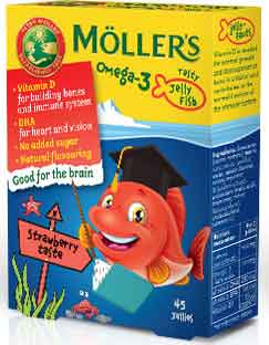 Möller’s Omega 3 Kids Γεύση Φράουλα, 36 Ζελεδάκια- Ψαράκια