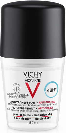 Vichy Homme Anti-Transpirant Sensitive Skin Roll-On 48H, 50ml