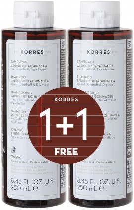 Korres Σαμπουάν Δάφνη & Echinacea, 2x 250ml
