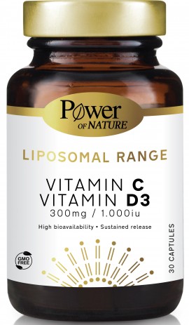 Power Health Liposomal Range Vitamin C 300mg + Vitamin D3 1000iu, 30 Κάψουλες