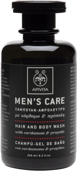 Apivita Mens Care Σαμπουάν & Αφρόλουτρο Με Κάρδαμο & Πρόπολη,250ml